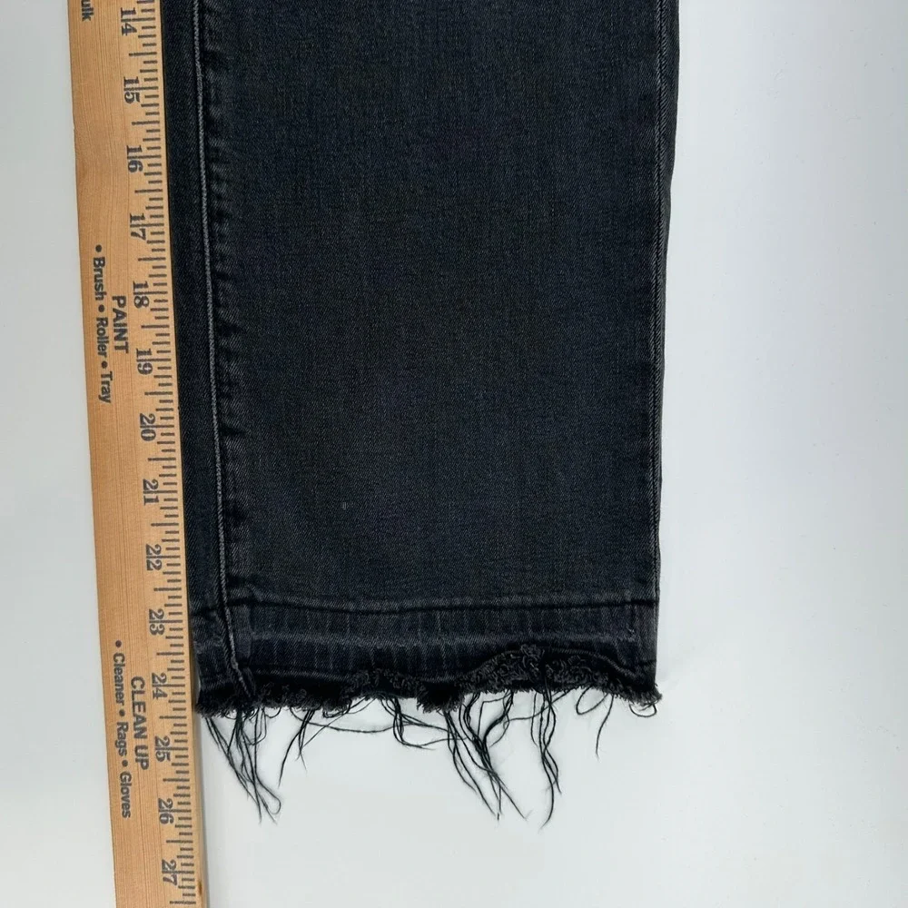 Blank NYC The Mini Franklin Jeans Girls 10 Black‎ Denim Ribcage Wide Leg Raw Hem